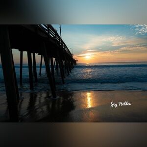 Pier Sunset Print in Blue and Orange 8x10